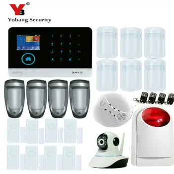 

YobangSecurity Wireless Home Security System Wifi GSM GPRS Alarm System IP Camera Smoke Detector Dual PIR Magnetic Door Sensor