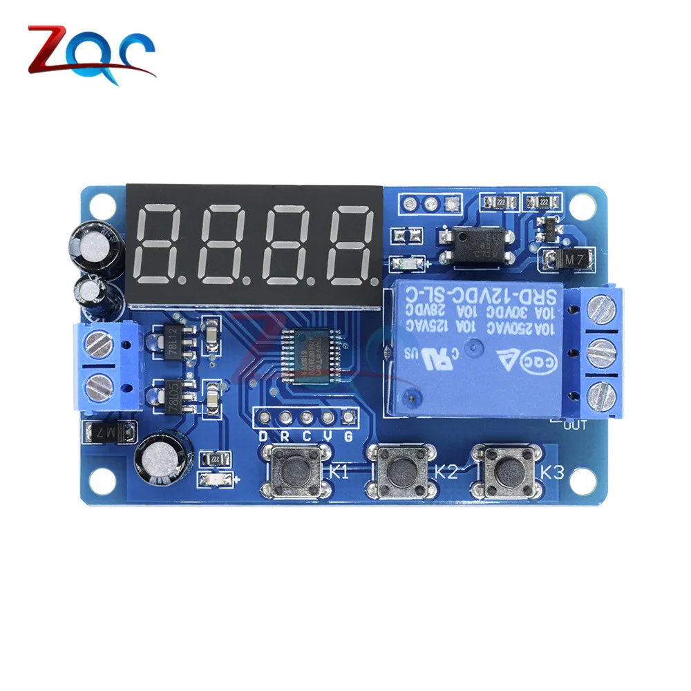 Обратный отсчет времени задержки релейный модуль постоянного тока 12V 4 цифры светодиодный цифровой таймер Управление переключатель PLC сроки Анти Обратный Напряжение регулятор