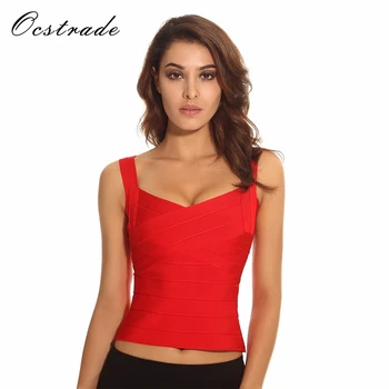 

Ocstrade Free Shipping Bandage Top and Skirt Set Women 2017 New Sexy Fashion White Knitted Rayon Bandage Tops Bustier Black Red