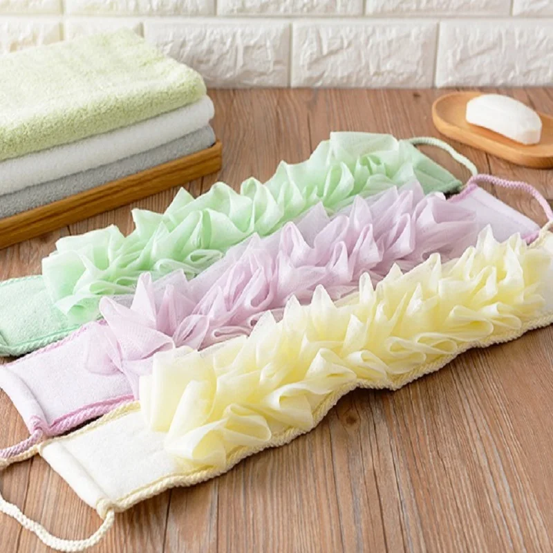 Handle Back Bath Sponge Towel Flower Rubbing Soft Exfoliating Loofah