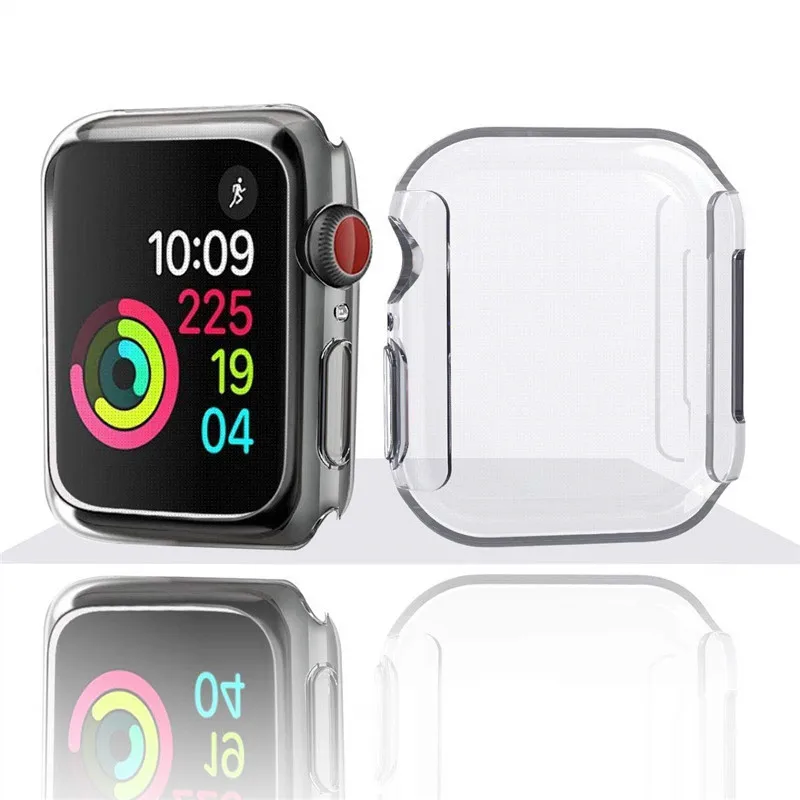 Силиконовый мягкий чехол для Apple Watch series 4 44 мм 40 TPU прозрачный ультратонкий