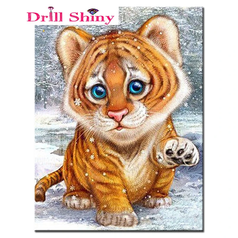 

full square drill diamond embroidery snow tiger 5d diy diamond painting Cross Stitch Rhinestone mosaic home decoration