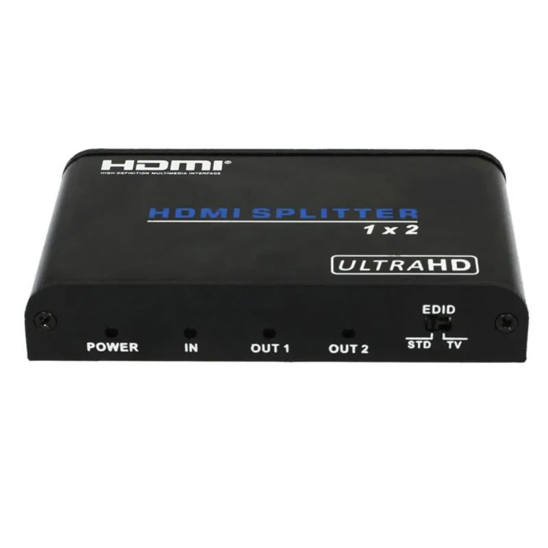 Playvision UHD HDMI 2.0 Splitter 1x2 1 Input 2 Output Repeater Switch Box Hub 1080p 4kx2k For Blu-ray PS3/4 DVDEU Power Plug