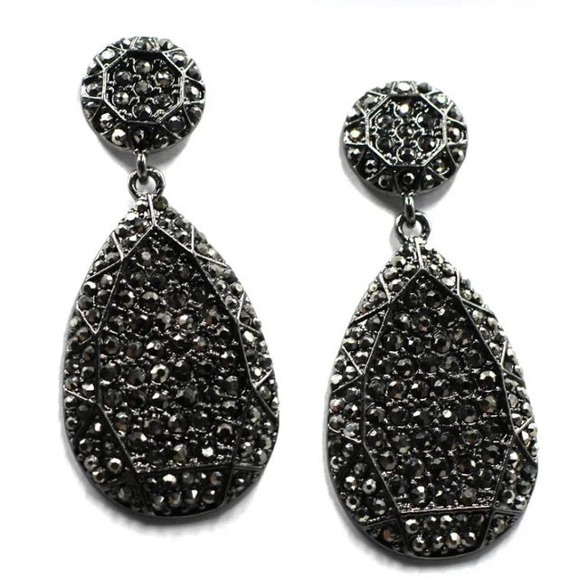 2018 New Fashion Women Statement Design Black Crystal Stud 2018 New Fashion Women Statement Design Black Crystal Stud Earrings For Earring