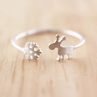 

Simple Snowflake Fawns 925 Sterling Silver Open Rings For Women Zakka Style Sterling Silver Jewelry Bague Femme Free Shipping