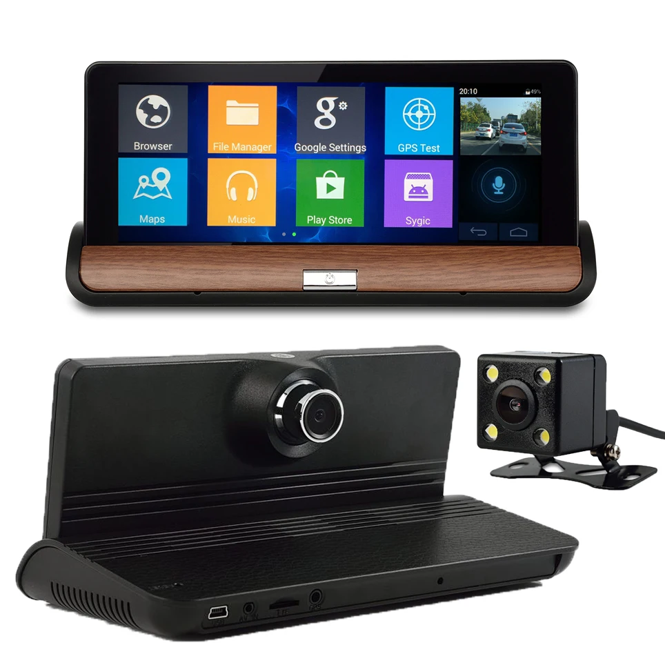 7 inch GPS DVR Dashboard Android GPS Full HD 1080P 1GB RAM Quad core Rear View