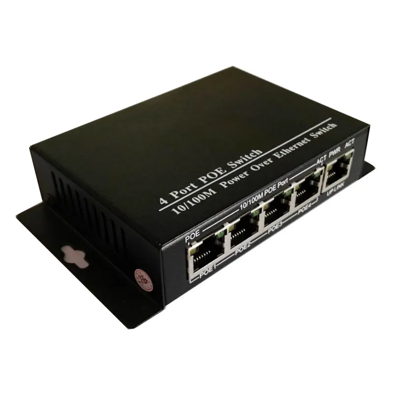 5 port POE switch vlan support 10/100Mbps with 4 POE port and 1 data uplink external 60w power