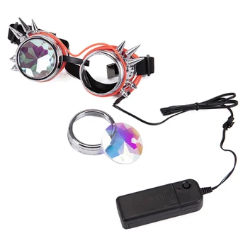 Steampunk Goggles Welding Rivet Illuminate Punk Goggles Retro Gothic kaleidoscope Colorful Lens Cosplay Eyewear 3