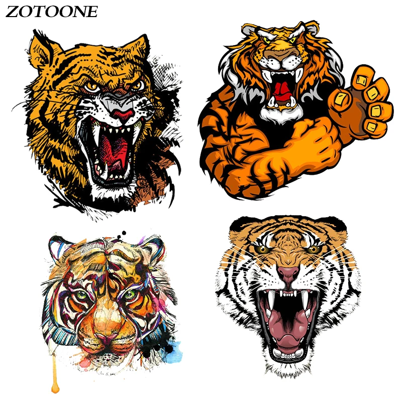 

ZOTOONE Tiger Iron on Transfer Patches Stripes on Clothing Diy Patch Heat Transfer for Clothes Decoration Stickers Accessories E