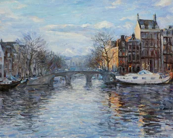 

Canvas Wallpaper Posters Amsterdam River Sitting Room House Wall Stickers Room Decoration Oil Painting 55X70 Cm