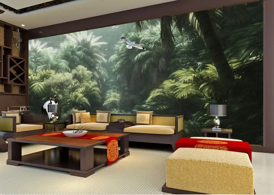 Beibehang пользовательские фото обои средневековый ручной росписью тропический лес пейзаж Ресторан тема отель фон росписи