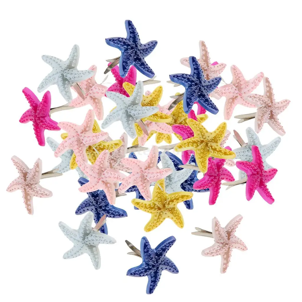 50 Piece Mix Brad Paper Fastener Scrapbooking Starfish Shape Head Metal Embellishments for DIY Craft 19mm