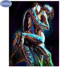 Kufwkey любовь алмазная живопись «сделай сам» фото на заказ Полная квадратная Алмазная Вышивка Портрет, головоломка мозаика Стразы искусство