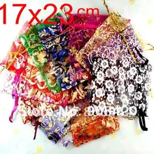 OMH 50 шт. 17x23 см любовь Цветы Роза Сердце Рождество Свадьба вуаль Подарочная сумка органза упаковка для ювелирных изделий подарочные пакеты BZ08