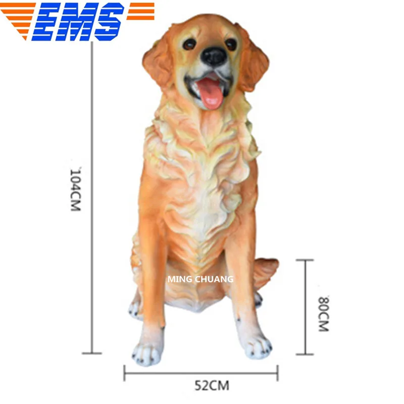 40" Cute Puppy Statue Golden Retriever Statue Medium-Sized Dog Full-Length Portrait Resin Action Figure Collectible Model Toy