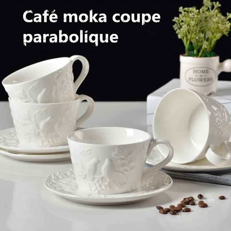 3D relief ceramic coffee cup set,Mocha Coffeware Sets,White Porcelain Mug,flower cup Coffeware Include 1 TeaCup 1 Saucer 1 Spoon 3D relief ceramic coffee cup set,Mocha Coffeware Sets,White Porcelain Mug,flower cup Coffeware Include 1 TeaCup 1 Saucer 1 Spoon