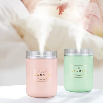 

280ml Air Humidifier Candle Romantic Soft Light USB Essential Oil Diffuser Car Purifier Mist Maker