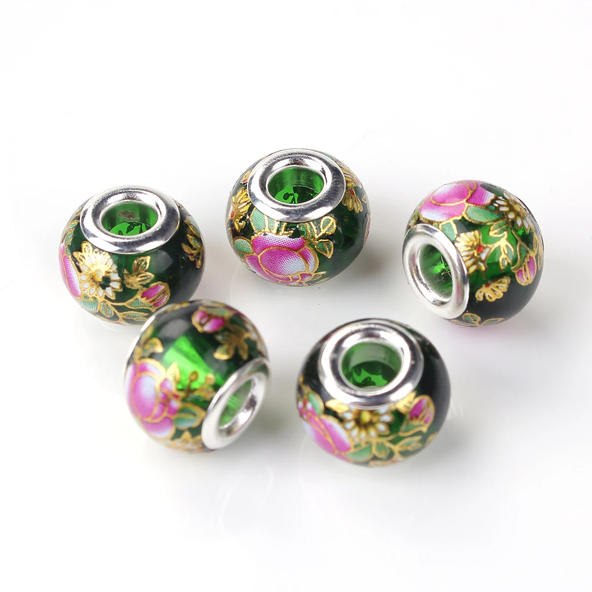 5pcs Black Glass Crystal Beads lampwork For European Bracelet/&Bangle