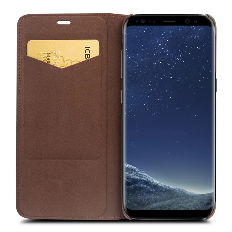 Чехол QIALINO из натуральной кожи для Samsung Galaxy S8 и Plus кожаная сумка откидной кошелек