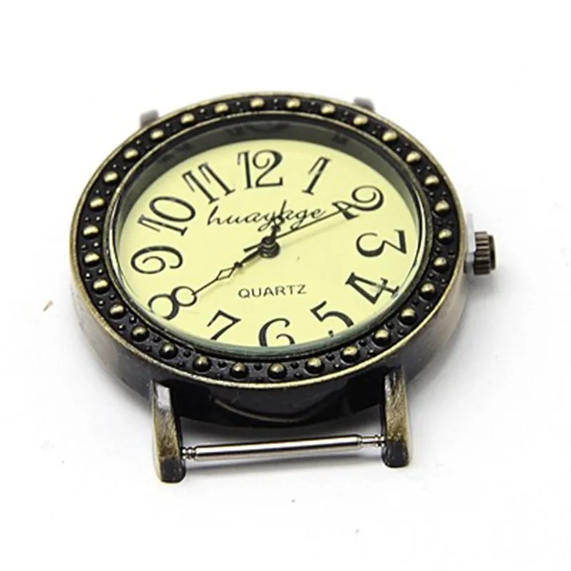 

10pc Vintage Flat Round Alloy Watch Compoments, Antique Bronze,Imitation Rrivet,about 35mm wide,40mm long,8mm thick,hole: 20x1mm