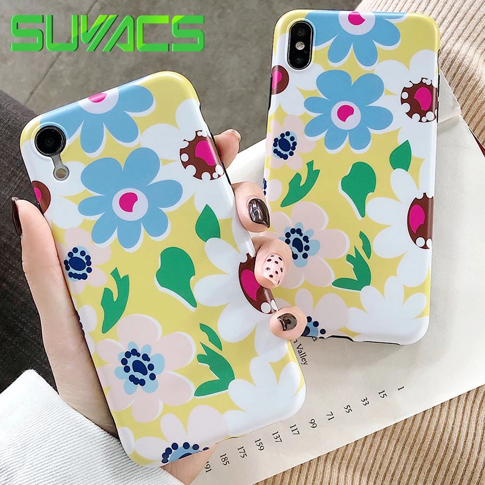 

SUYACS Small Blue Flower Pattern IMD Soft Case For iPhone XS MAX XR X 6 6S 7 8 Plus Floral Phone Back Cover Case Shell Coque
