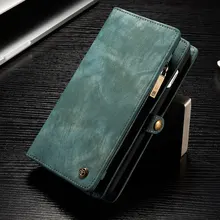 Многофункциональный кожаный бумажник на молнии, Магнитный съемный чехол на заднюю панель для Apple iPhone XS 6 6S 7 8 Plus, флип-чехол, держатель для карт