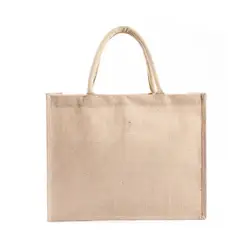 Ретро простая сумка мешок сплошной цвет Лен повседневное карман для покупок портативный для женщин большой ёмкость окружающей среды
