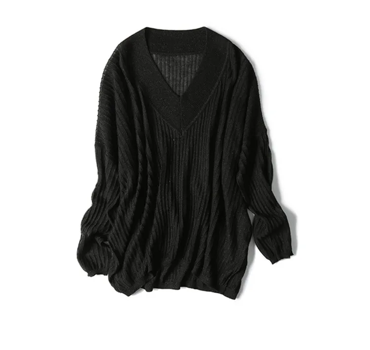 Женские Весна-осень модный свитер, пуловер яркий Шелковый Клип пряжи вязать v-образным вырезом элегантный цвет один и более размер