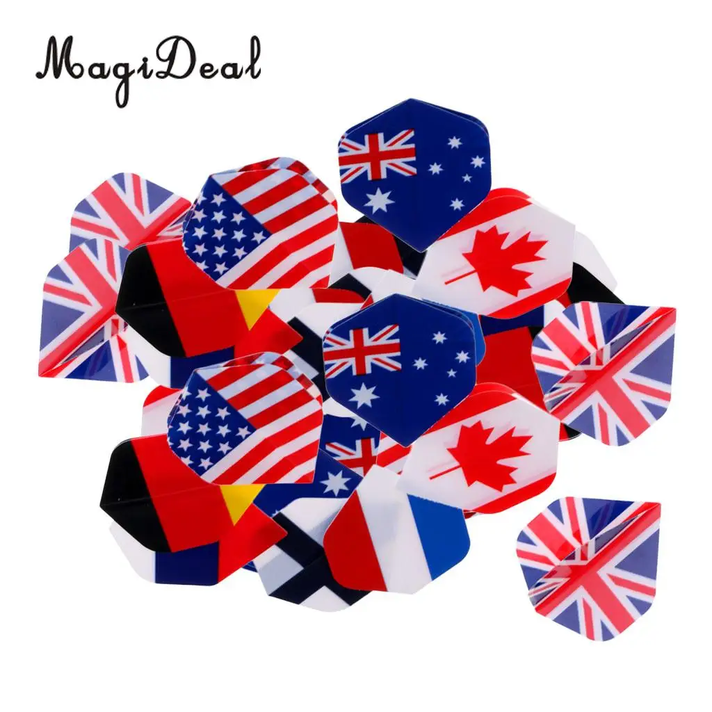 MagiDeal 40 Pieces  Durable Extra Strong Standard Dart Flights Professional Darts Accessories - Multicolor - Flag Design 