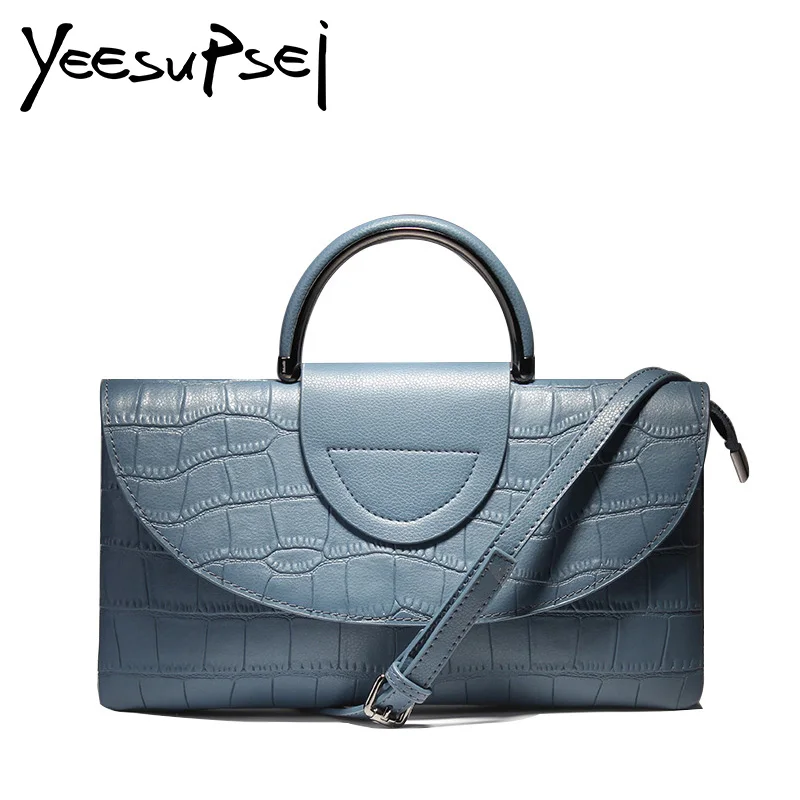 

EsMussSein Real Leather Women Bag Fashion Female Purse Party Evening Hard Handle Clutch Alligator Handbag Messenger Shoulder Bag