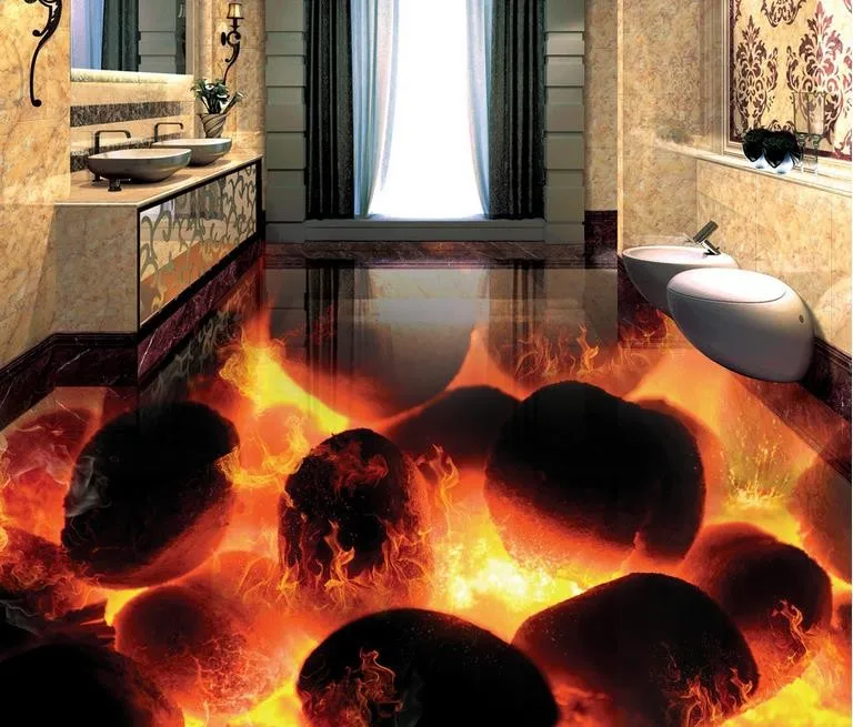 Пользовательские 3d напольные плитки фото обои камень горящий огонь 3d Пол фрески ПВХ самоклеющиеся обои 3d пол для гостиной