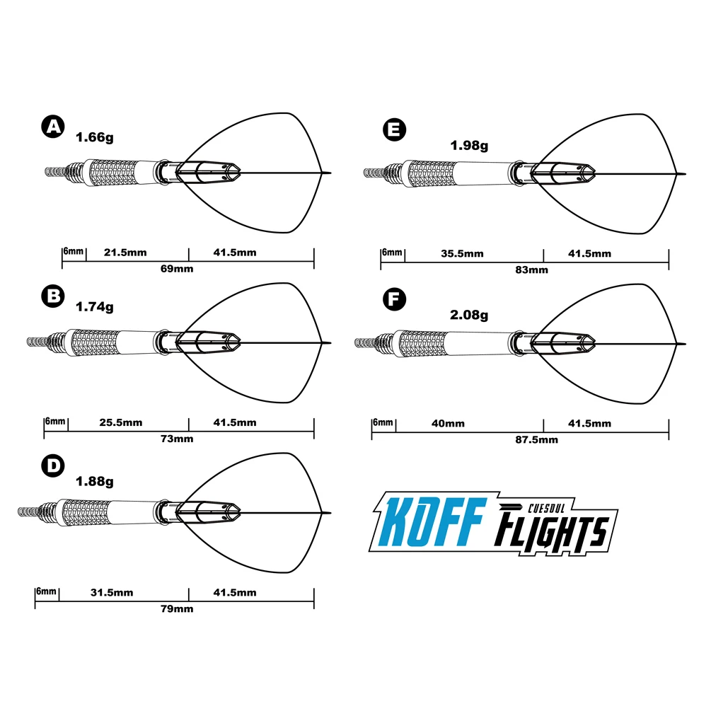 Cuesul KOFF AK6 стержень дротика с AK4 литой оперение для Дротика, набор из 3 шт. синие Дартс полётные медиаторы для гитары