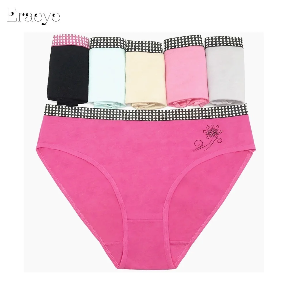 

ERAEYE Brand 5 pcs Plus Size 4XL Women's Sexy G-strings Thongs Underwear Cotton Lace Panties Ladies Knickers Lingerie for Women