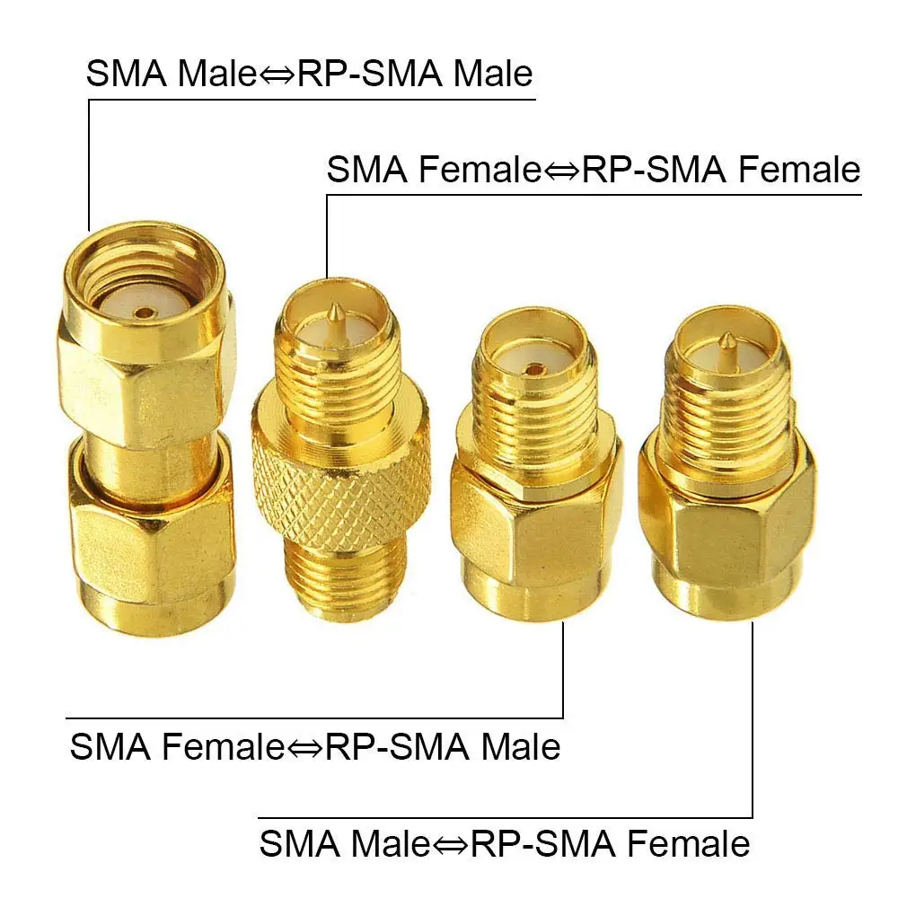 

4Pcs SMA Female/Male to RP-SMA Female/Male RF Coaxial Coax Adapter Connector Kit