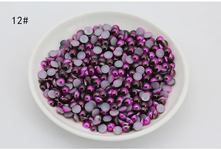 

3/4/5/6/8mm Dark Purple Colorful Half Round Imitation Pearls Flatback Scrapbook Beads DIY For Garment/Phone Case/Nail Making 12#