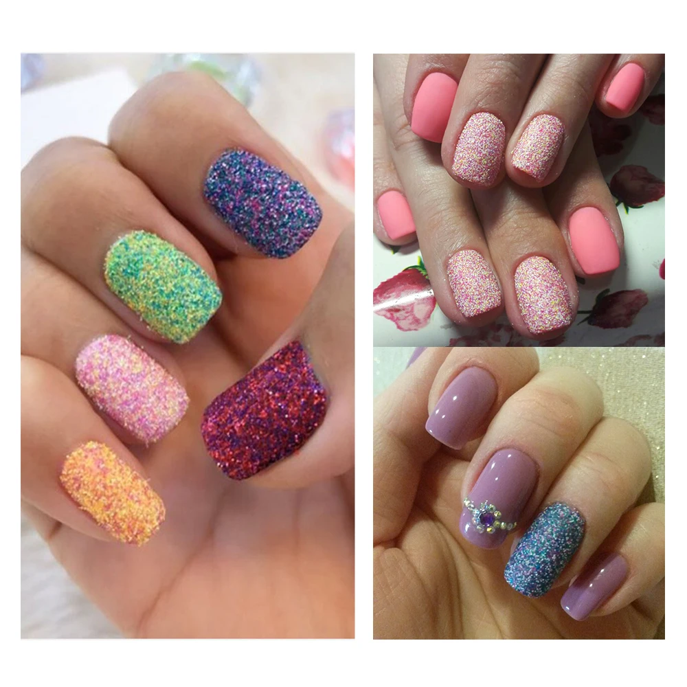 12 Colore Glitter Per Unghie Sabbia Zucchero Unghie