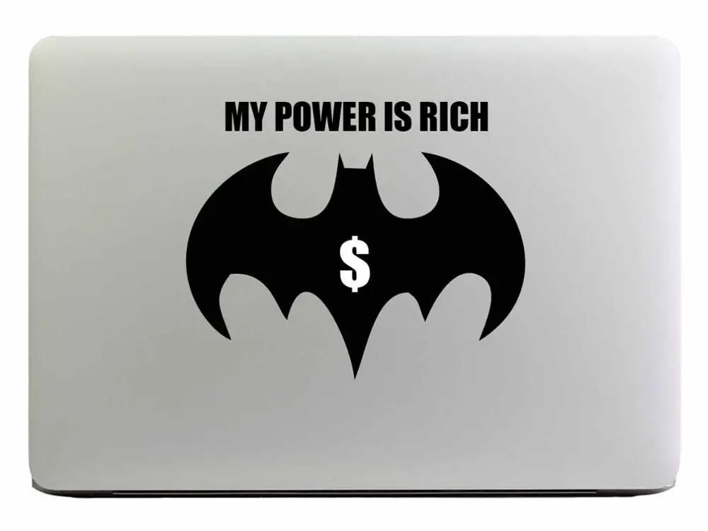 Бэтмен смешные цитаты ноутбука Наклейка Стикеры для Apple MacBook Pro воздуха retina 11 12 13 15 дюймов Mac hp поверхности книга виниловая наклейка кожи - Цвет: Black Decal