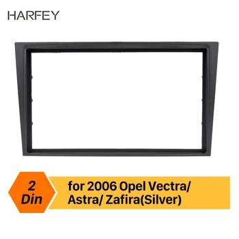 

Harfey Car 2Din Stereo Fascia Cover Mount Kit for Opel Vectra Astra Zafira 2006+ Dash Bezel Trim Install Kit Frame Panel Silver