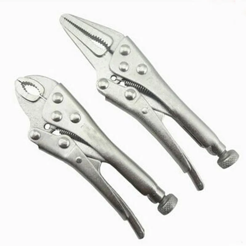 / 2 PC Mini Vice Grip Style Locking Pliers 5" Long Nose and 4" Curve Jawin Pliers from Tools on