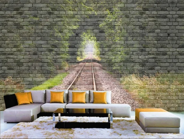 Niestandardowe 3d Tapety ścienne Retro Tunelu Ceglany Mur Dekoracje