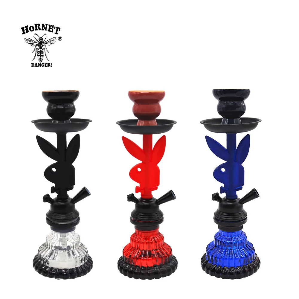 

HORNET Hookah Set Handcrafted Glass Base High Grade Stem With Diffuser Premium Washable Silk Hose, 100% Clay Bowl, High Quality