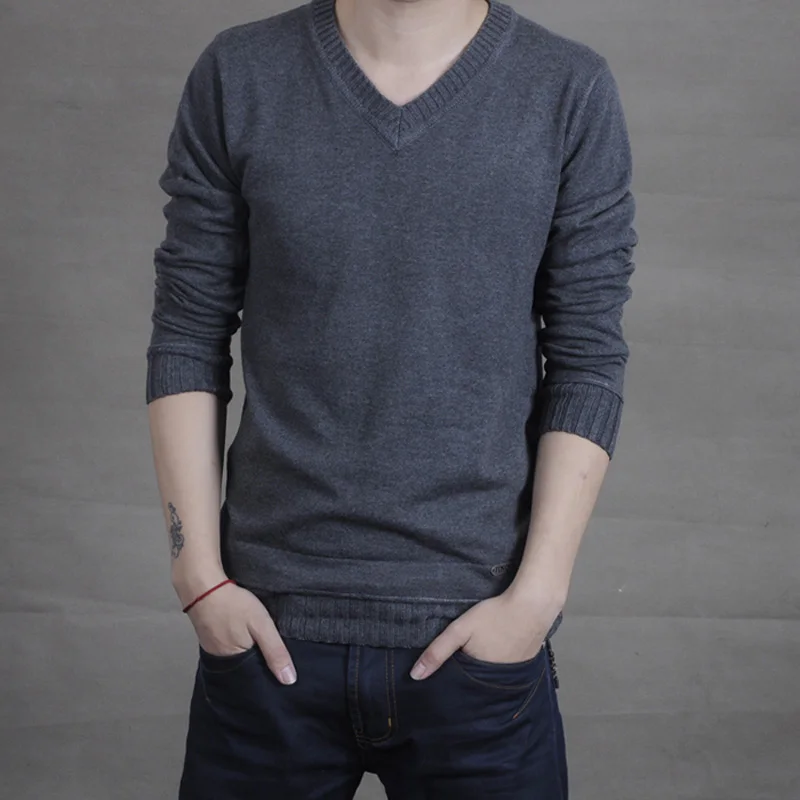 

Plus size men thin sweater spring 2019 new autumn V-neck male sweater Korean style casual gray dark grey white black 3XL 4XL 5XL