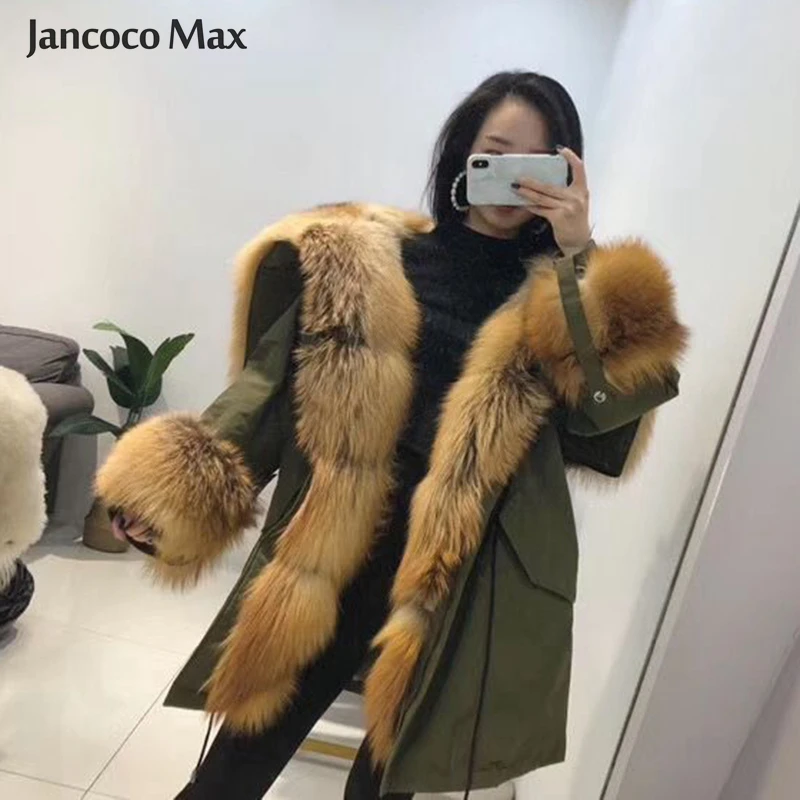 New Winter Women Supper Big Fur Parka Real Fox Fur / Raccoon Fur Hooded Fur Parkers Top Quality Outerwear S7555