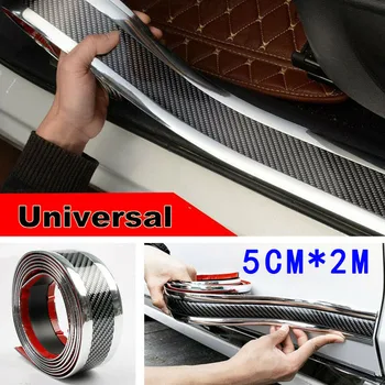 

Carbon Fiber Pattern Trunk Door Sill Guard Protective Anti-Scratch Strip Replace Silver + Carbon Fiber 5cm*2.0m car accessories