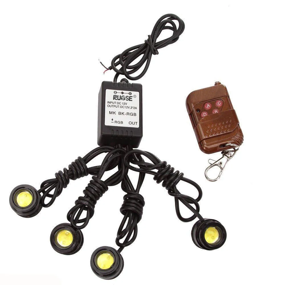 

Car Styling Led Lamp For Auto 4in1 12V Hawkeye LED Car Emergency Strobe Lights DRL Wireless Remote Control Kit Car Accessories