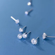 MloveAcc Настоящее 925 пробы серебряные ювелирные изделия для женщин модные милые миниатюрные прозрачные CZ серьги-гвоздики подарок для девочек подростков