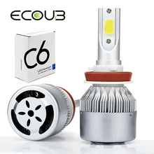 2 шт автомобильные лампы для фар машины H4 светодиодный H7 H1 H3 H11 9003 9005 9006 12V 72W фары для 3800LM 6500K комплект COB Автомобильные аксессуары противотуманные фары