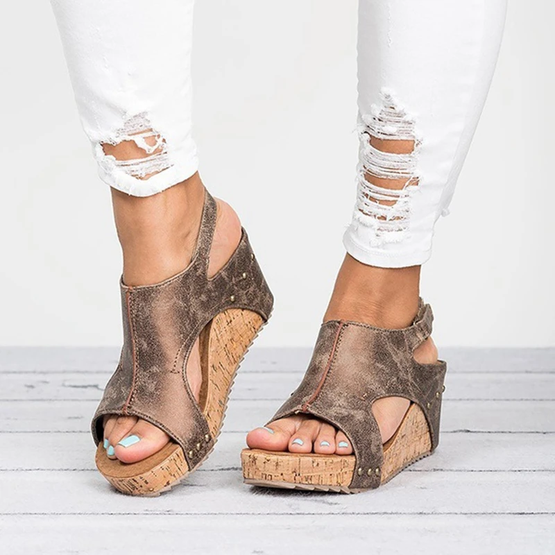 Acheter Abramenko Gladiateur Sandales Plate Forme Des Femmes Coins Chaussures Femme D été Bagatelle Bout Ouvert Noir Flip Flops Pantoufle Taille 43
