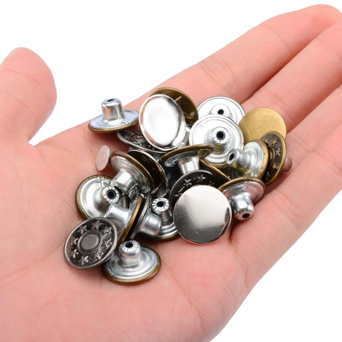 50 set Denim Jacket Jeans Button 17mm Metal Hosier Button Seamless Button For Jeans Fasterners DIY Sewing Clothes Accessories