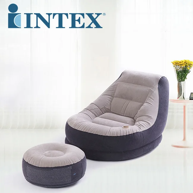 INTEX 68564, для одного человека, 99*130*76 см, Флокированная воздушная кровать, задний диван, ленивый диван, надувной коврик, подъемное кресло, Воздушная подножка, стул - Цвет: Gray